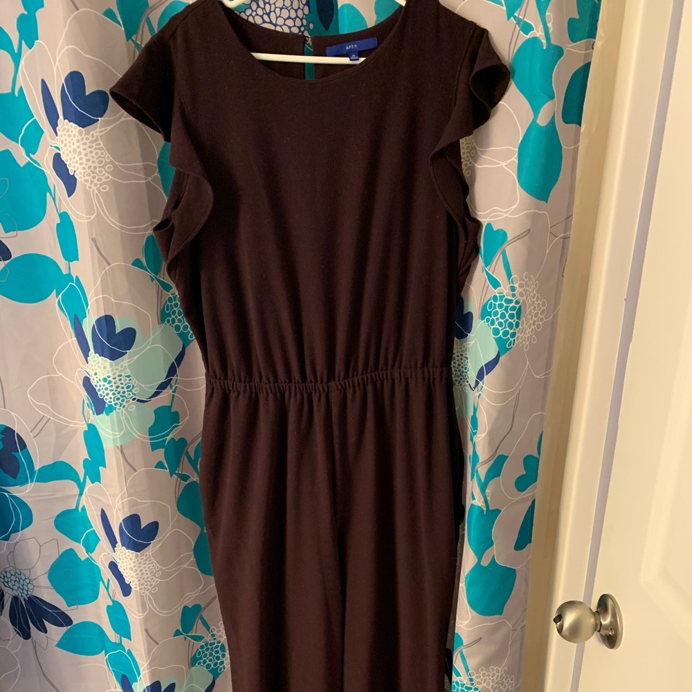 Plum, elastic-cinched waist jumper